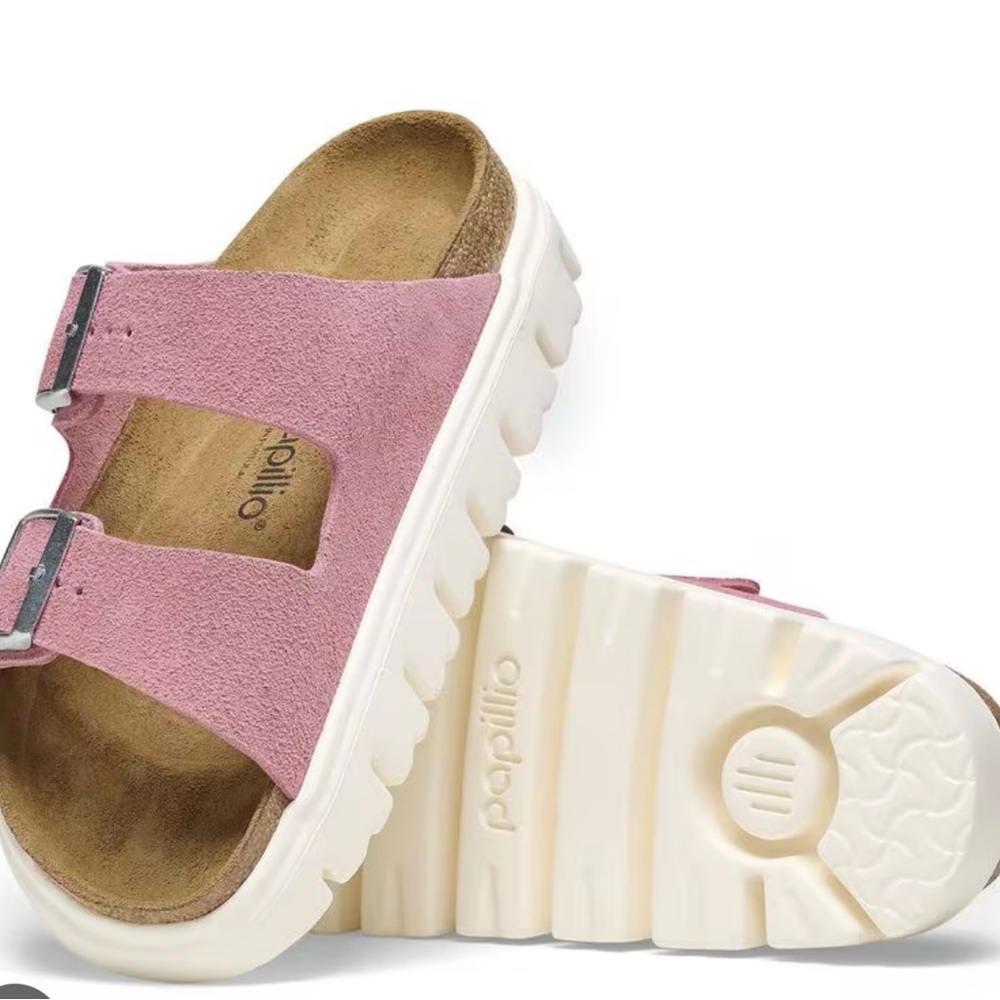 Birkenstock Papillio Sandals in Pink and White NWOT size 38